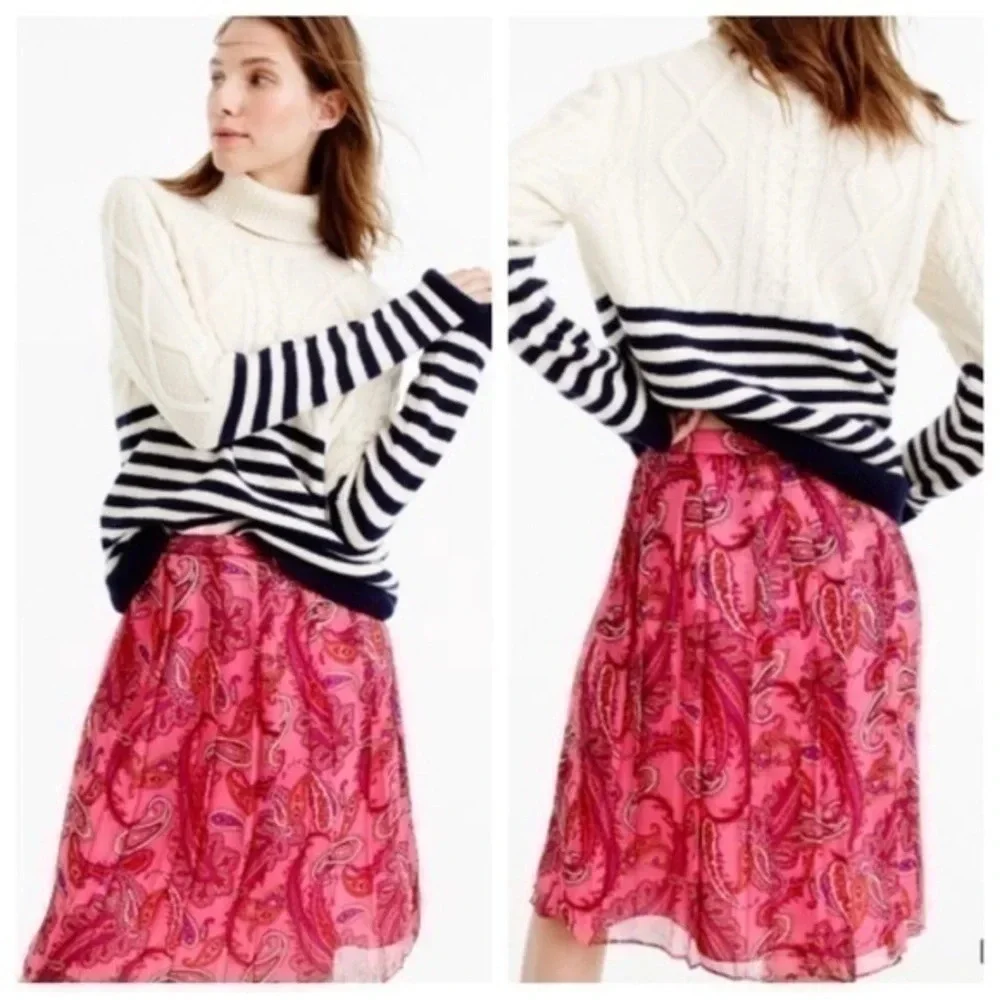J. Crew | 100% Silk Pink Paisley Chiffon Skirt Size 4 Small S A-Line